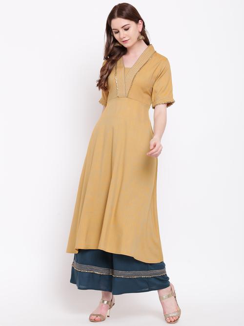 solid a-line kurta - 16273847 - Standard Image - 1