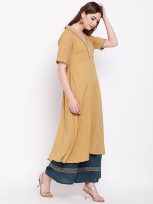 solid a-line kurta - 16273847 - Standard Image - 2