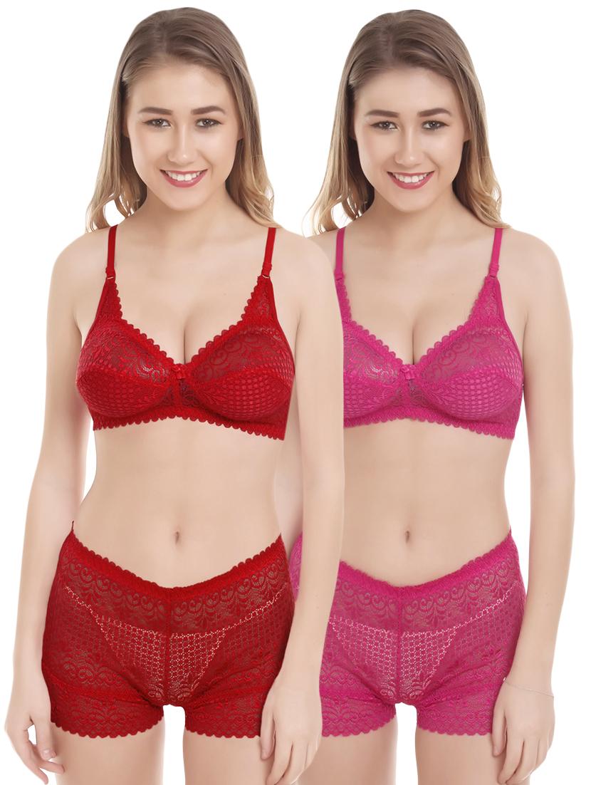 set of 2 laced bra & panty set - 16273891 - Zoom Image - 1