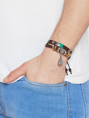 brown leather bracelet - 16274133 - Standard Image - 4