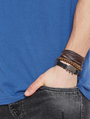 brown leather bracelet - 16274137 - Standard Image - 4