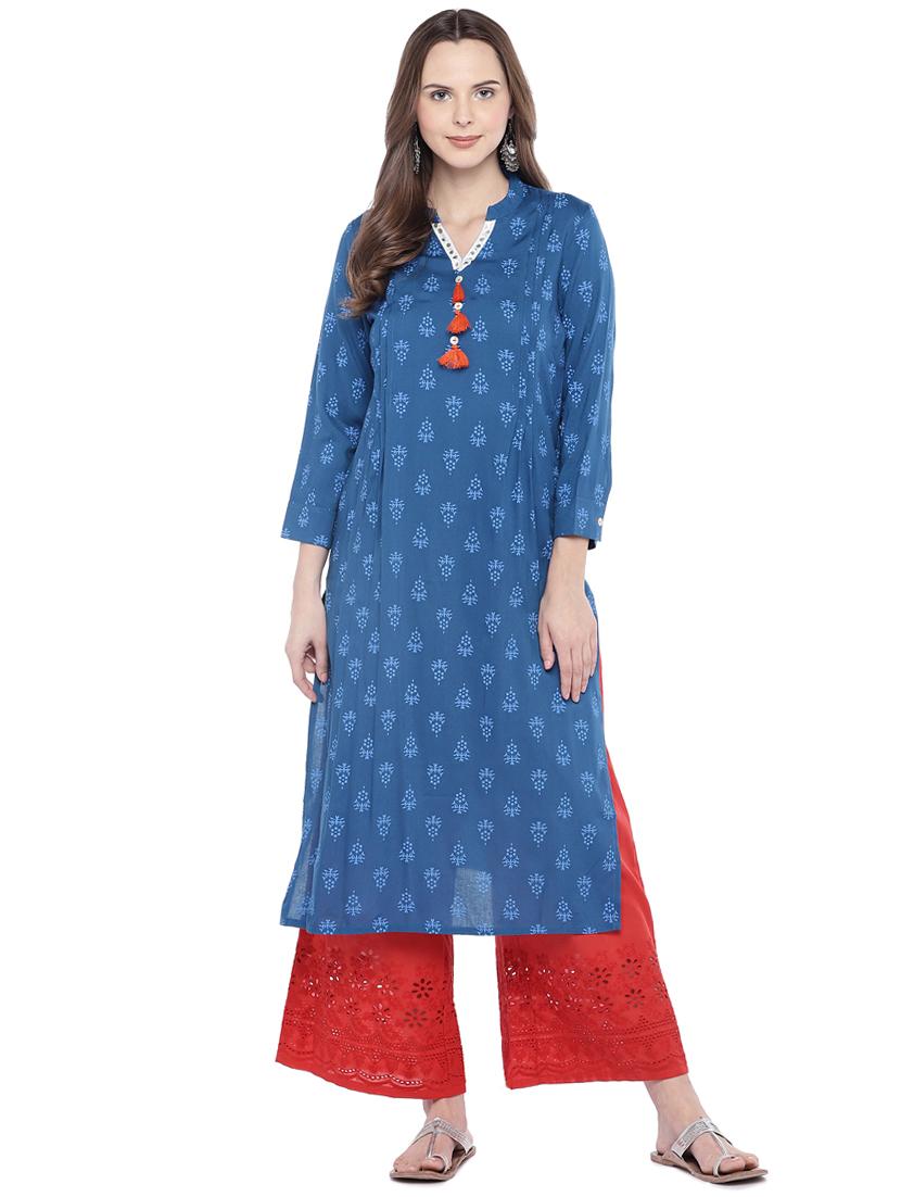 pintucks printed kurta - 16274225 - Zoom Image - 1
