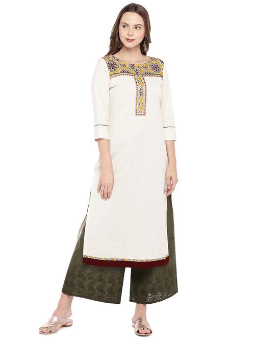printed patch straight kurta - 16274230 - Standard Image - 1