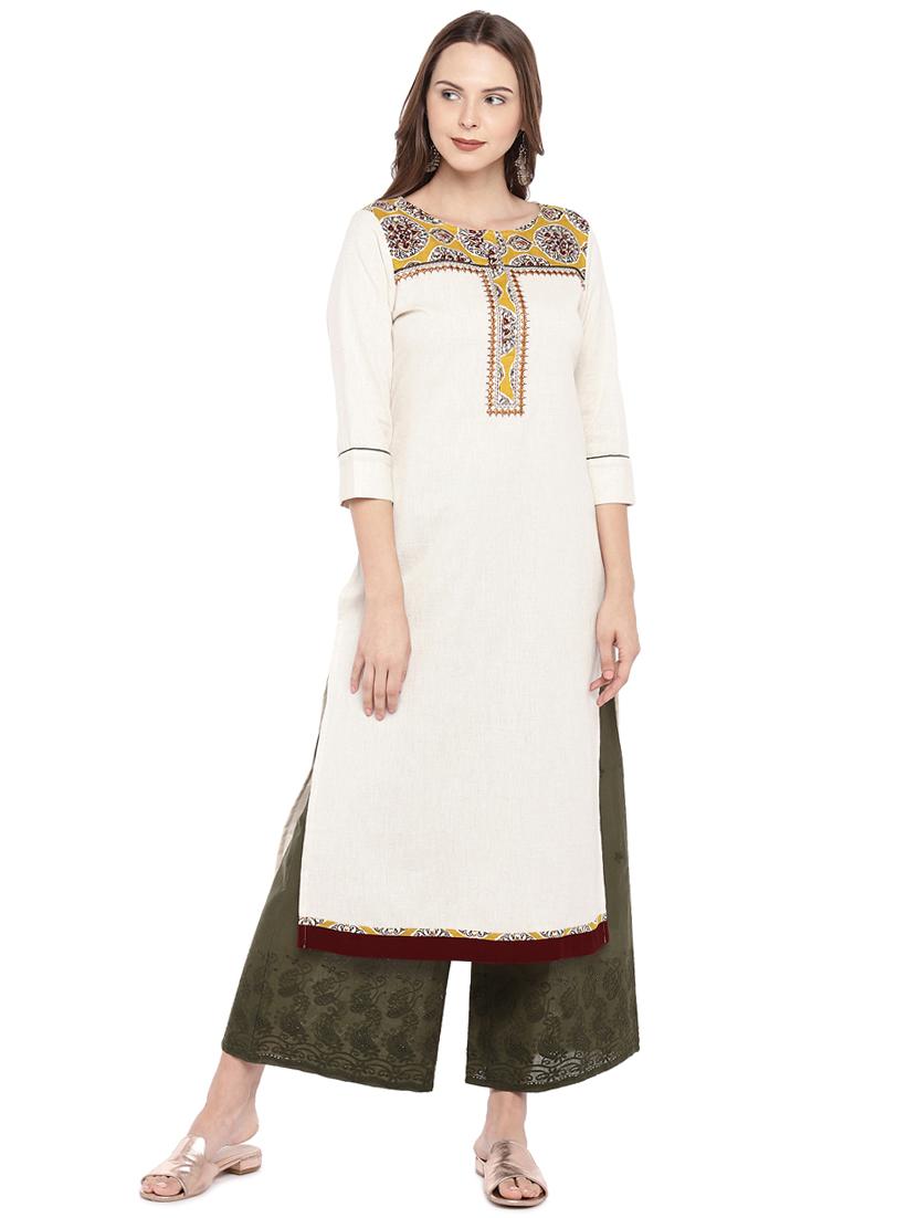 printed patch straight kurta - 16274230 - Zoom Image - 1