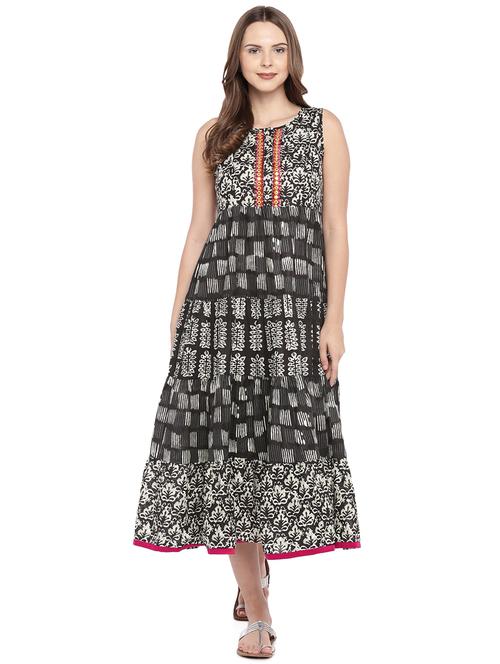 printed empire line ethnic dress - 16274243 - Standard Image - 1