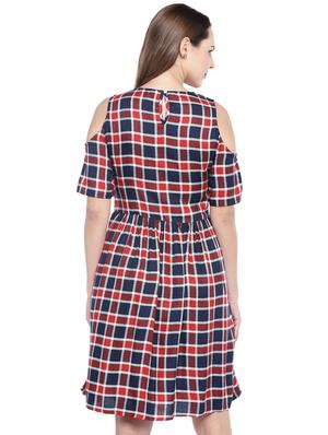 floral embroidered checkered a-line dress - 16274251 - Standard Image - 3