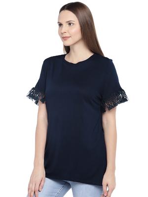 lace trim short sleeved top - 16274284 - Standard Image - 2