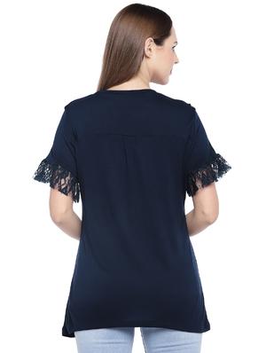 lace trim short sleeved top - 16274284 - Standard Image - 3