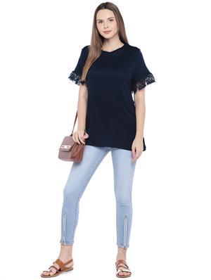 lace trim short sleeved top - 16274284 - Standard Image - 4
