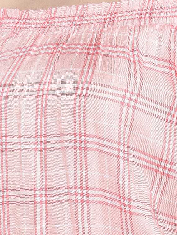 off shoulder checkered blouson top - 16274295 - Zoom Image - 5