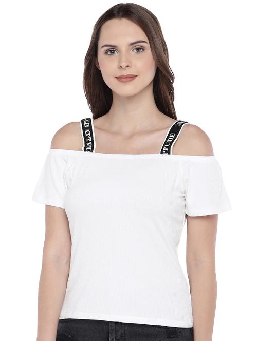 cold shoulder solid top - 16274299 - Standard Image - 1