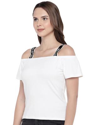 cold shoulder solid top - 16274299 - Standard Image - 2