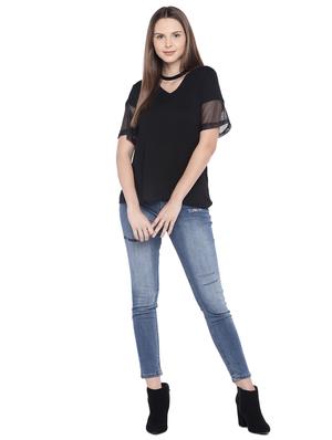 mesh panel choker neck top - 16274304 - Standard Image - 4