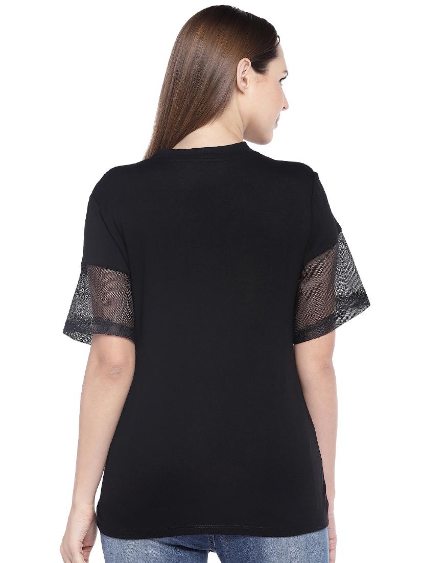 mesh panel choker neck top - 16274304 - Zoom Image - 3