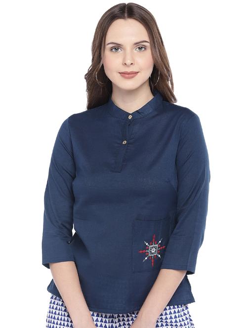 embroidered pocket patch top - 16274312 - Standard Image - 1