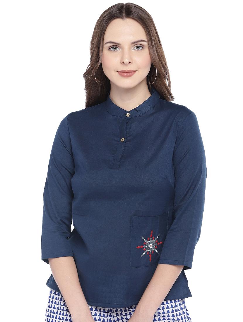 embroidered pocket patch top - 16274312 - Zoom Image - 1