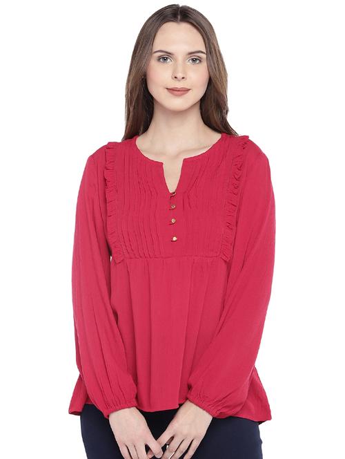 ruffle detail pin tucked top - 16274326 - Standard Image - 1