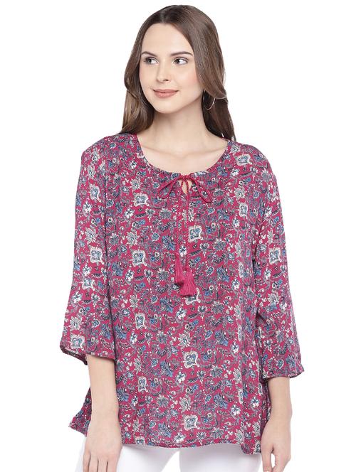 tie up neck a-line tunic - 16274327 - Standard Image - 1