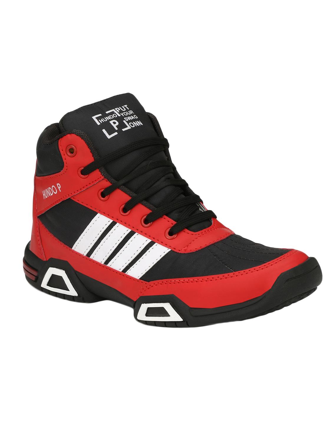 red leatherette lace up sport shoes - 16274475 - Zoom Image - 1