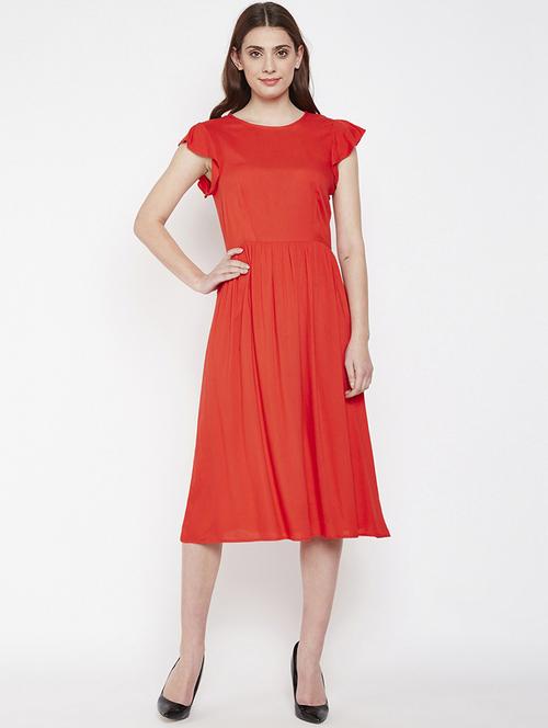 ruffle sleeved flared dress - 16274760 - Standard Image - 1