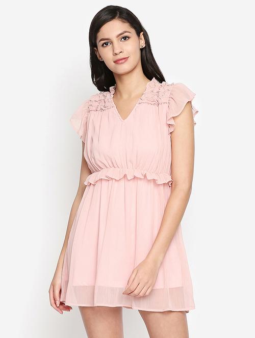 ruffle trim dobby blouson dress - 16274782 - Standard Image - 1