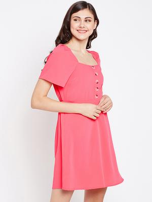 square neck button detail a-line dress - 16274784 - Standard Image - 2