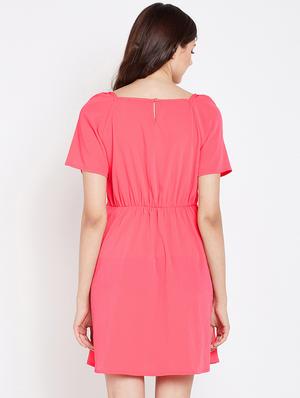 square neck button detail a-line dress - 16274784 - Standard Image - 3