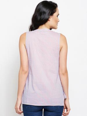 lace up detail striped top - 16274809 - Standard Image - 3