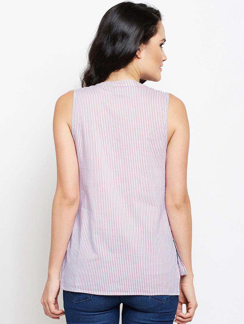 lace up detail striped top - 16274809 - Zoom Image - 3