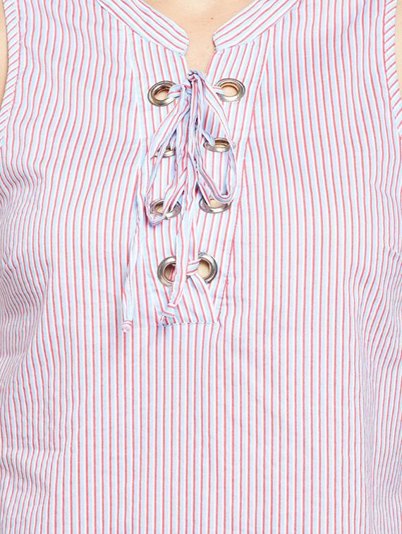 lace up detail striped top - 16274809 - Zoom Image - 4