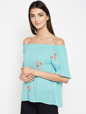 off shoulder embroidered top - 16274816 - Standard Image - 2