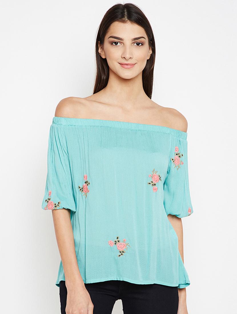 off shoulder embroidered top - 16274816 - Zoom Image - 1