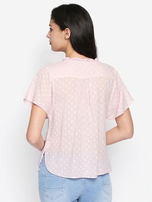 frill trim dobby top - 16274821 - Standard Image - 3