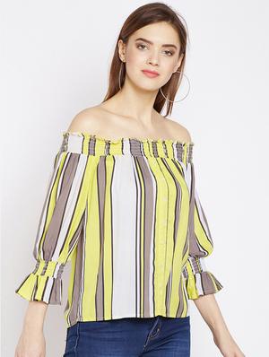 off shoulder striped top - 16274824 - Standard Image - 2