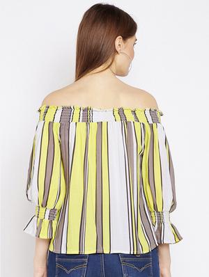 off shoulder striped top - 16274824 - Standard Image - 3