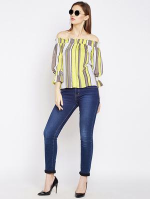 off shoulder striped top - 16274824 - Standard Image - 4