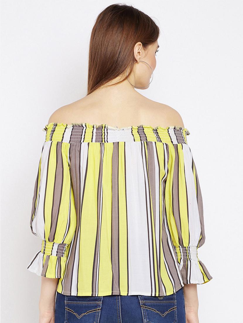 off shoulder striped top - 16274824 - Zoom Image - 3
