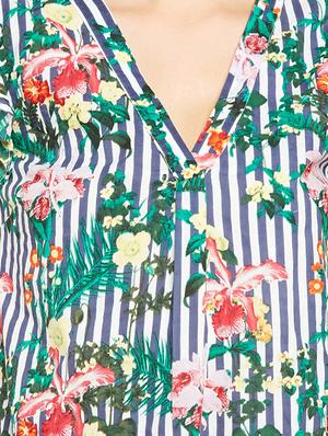 ruffle trim floral striped top - 16274833 - Standard Image - 5