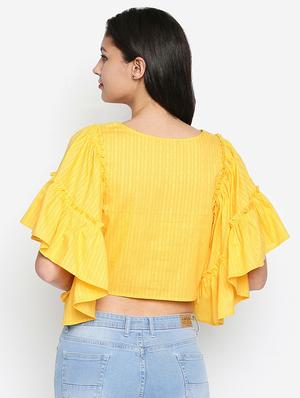 ruffle trim striped crop top - 16274840 - Standard Image - 3