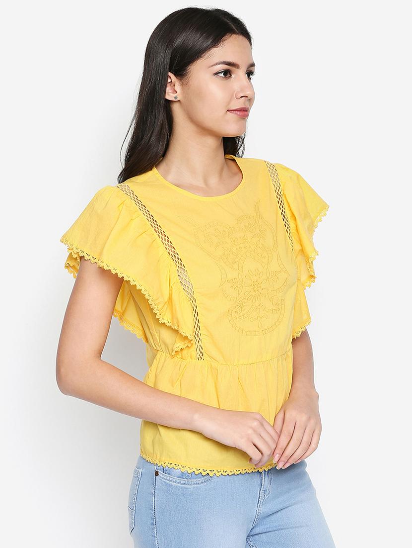 flutter sleeved embroidered top - 16274843 - Zoom Image - 2