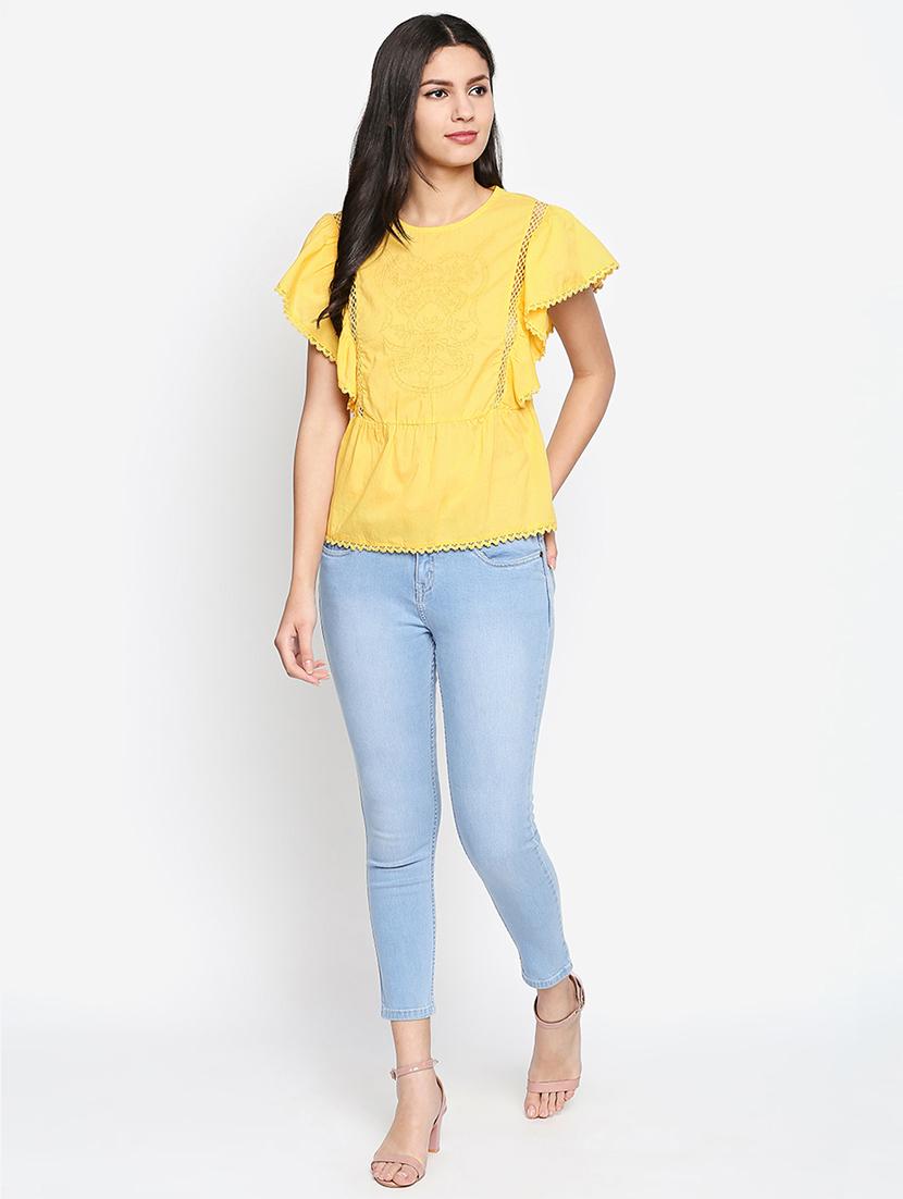 flutter sleeved embroidered top - 16274843 - Zoom Image - 4