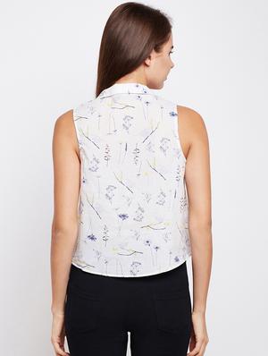 tie knot button up ruffle detail top - 16274875 - Standard Image - 3