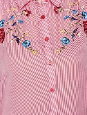 cold shoulder embroidered striped shirt - 16274876 - Standard Image - 5