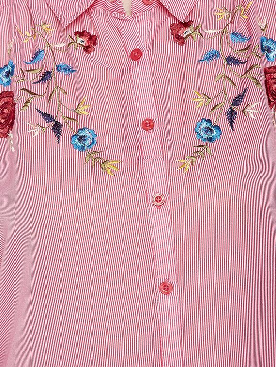 cold shoulder embroidered striped shirt - 16274876 - Zoom Image - 5