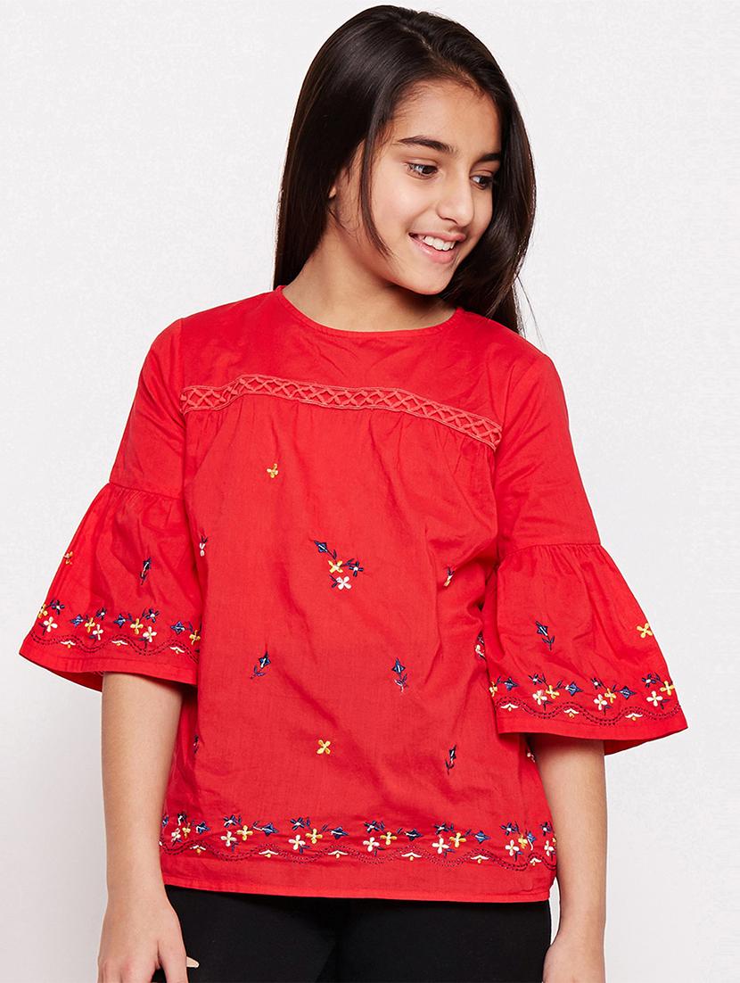 red cotton regular top - 16274924 - Zoom Image - 1