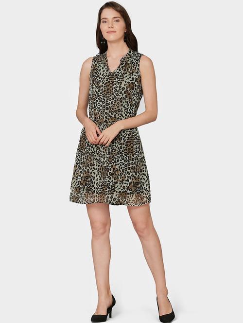 animal printed a-line dress - 16274936 - Standard Image - 1