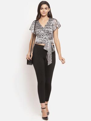 tie front laced crop top - 16274974 - Standard Image - 3