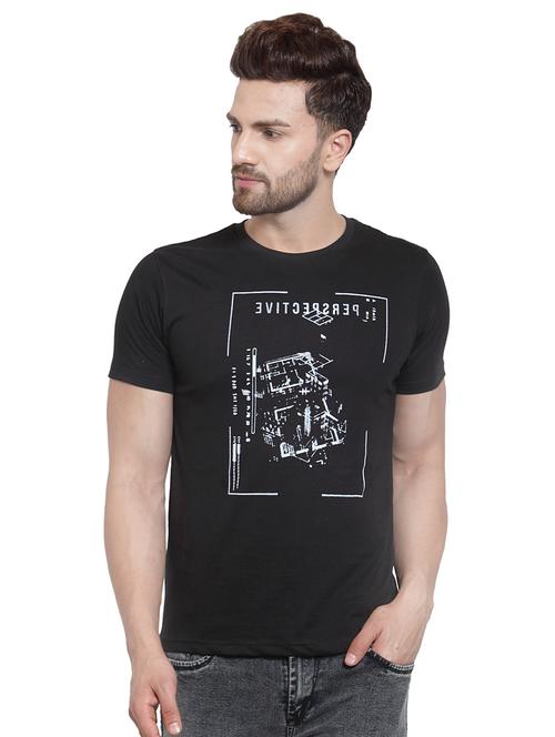 black chest print t-shirt - 16275052 - Standard Image - 1