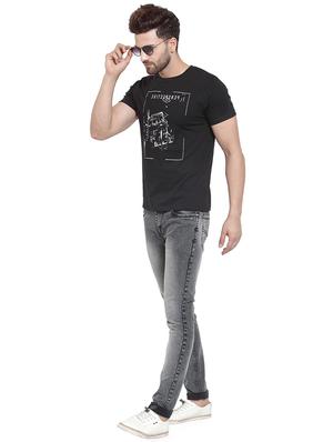 black chest print t-shirt - 16275052 - Standard Image - 4
