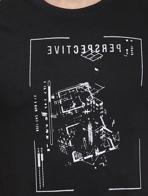 black chest print t-shirt - 16275052 - Standard Image - 5